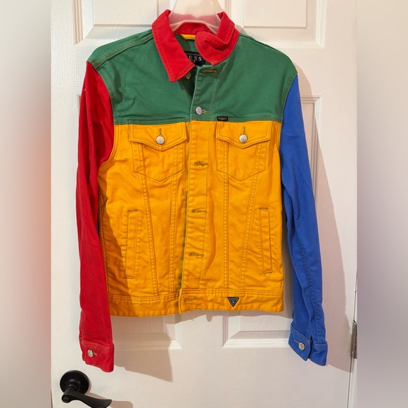 GUESS Multicolor Denim Jacket - Red Green Yellow Blue